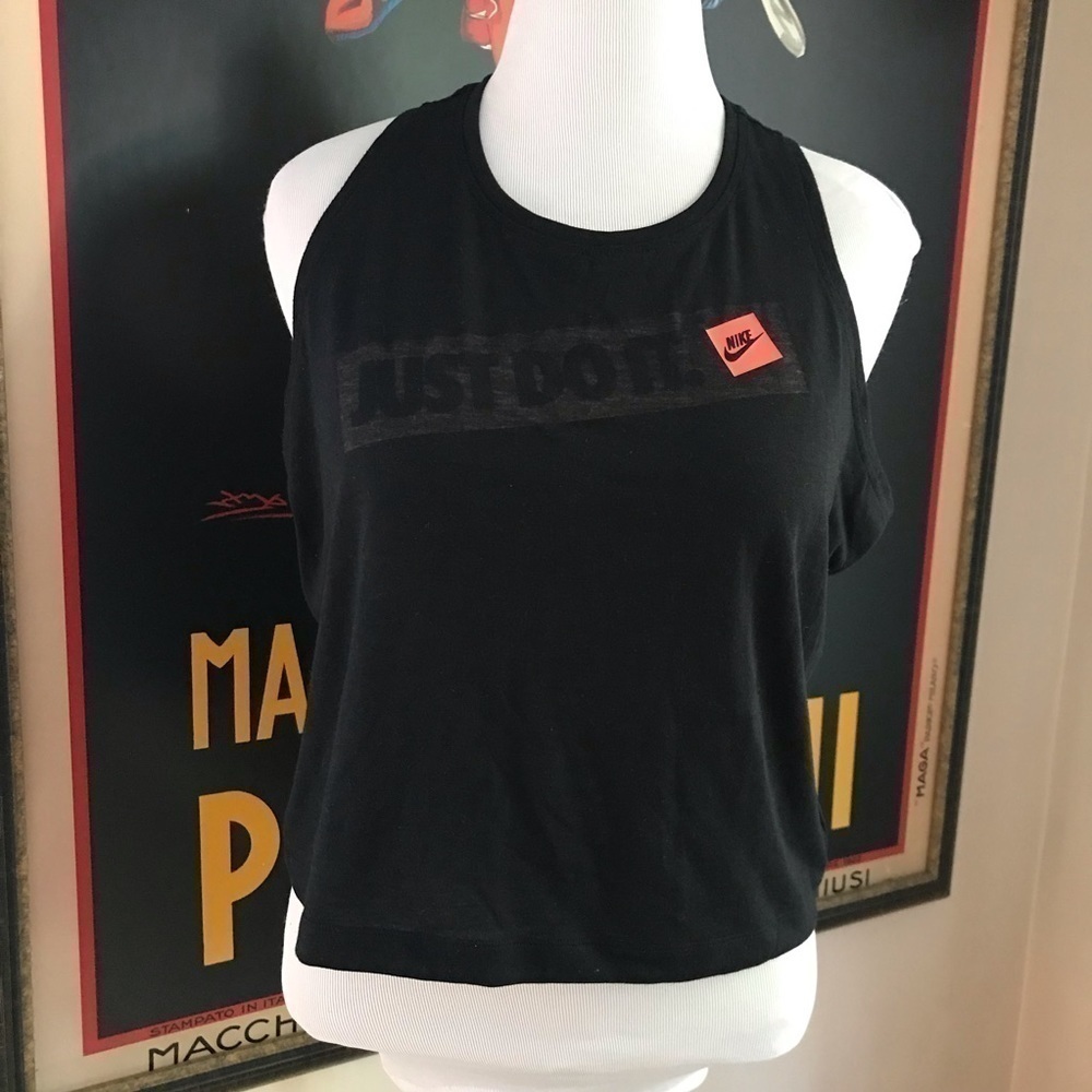 NIKE: Womens Black Color Burn JUST DO IT Crop Top Size XL